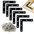 Black 100 × 100mm flat L-shape corner-strengthener brackets
