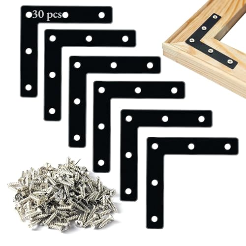 Black 100 × 100mm flat L-shape corner-strengthener brackets