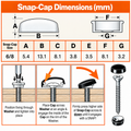 Mist Grey Matt 6/8g Snap-Caps 13.1mm screw cover cap dimensions
