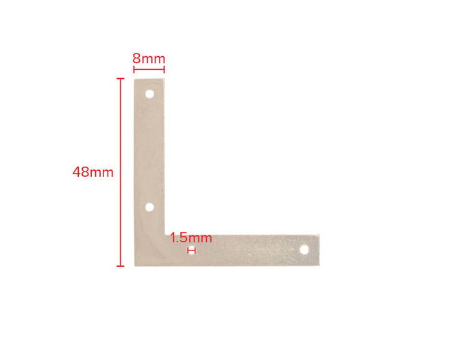 48mm brass L-plate dimensions and fixing holes