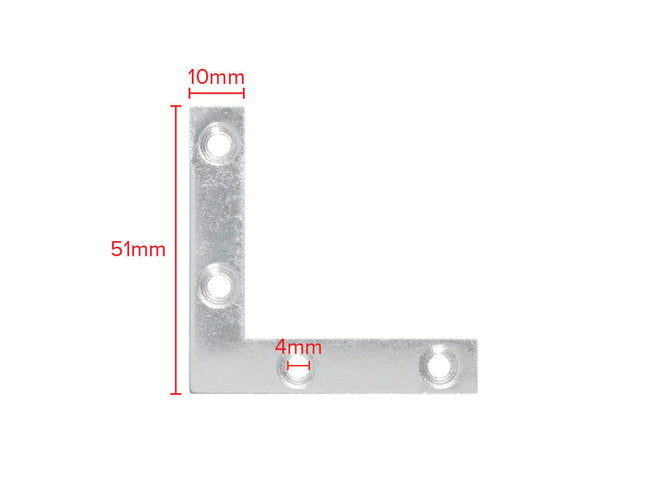 50mm L-plate dimensions and fixing holes