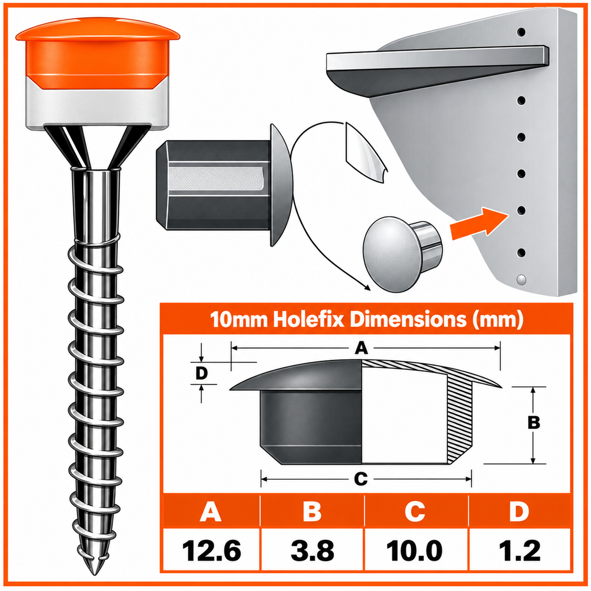 Medium Slate 10mm Holefix™ Drill Hole Cover Caps