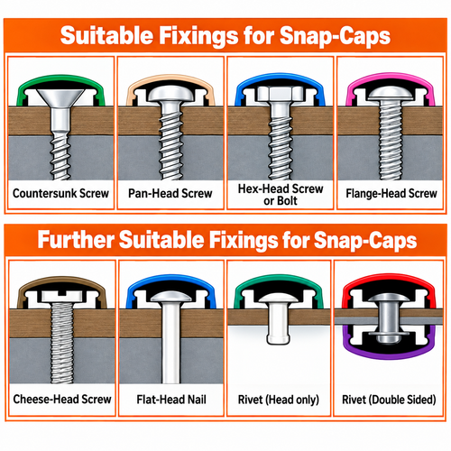 Suitable screw fixings for Mist Grey Matt 6/8g Snap-Caps