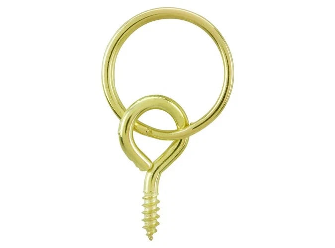20 Medium Screw Eye and Split Ring for Picture Frame Hanging. Brassed '2' – product image 1