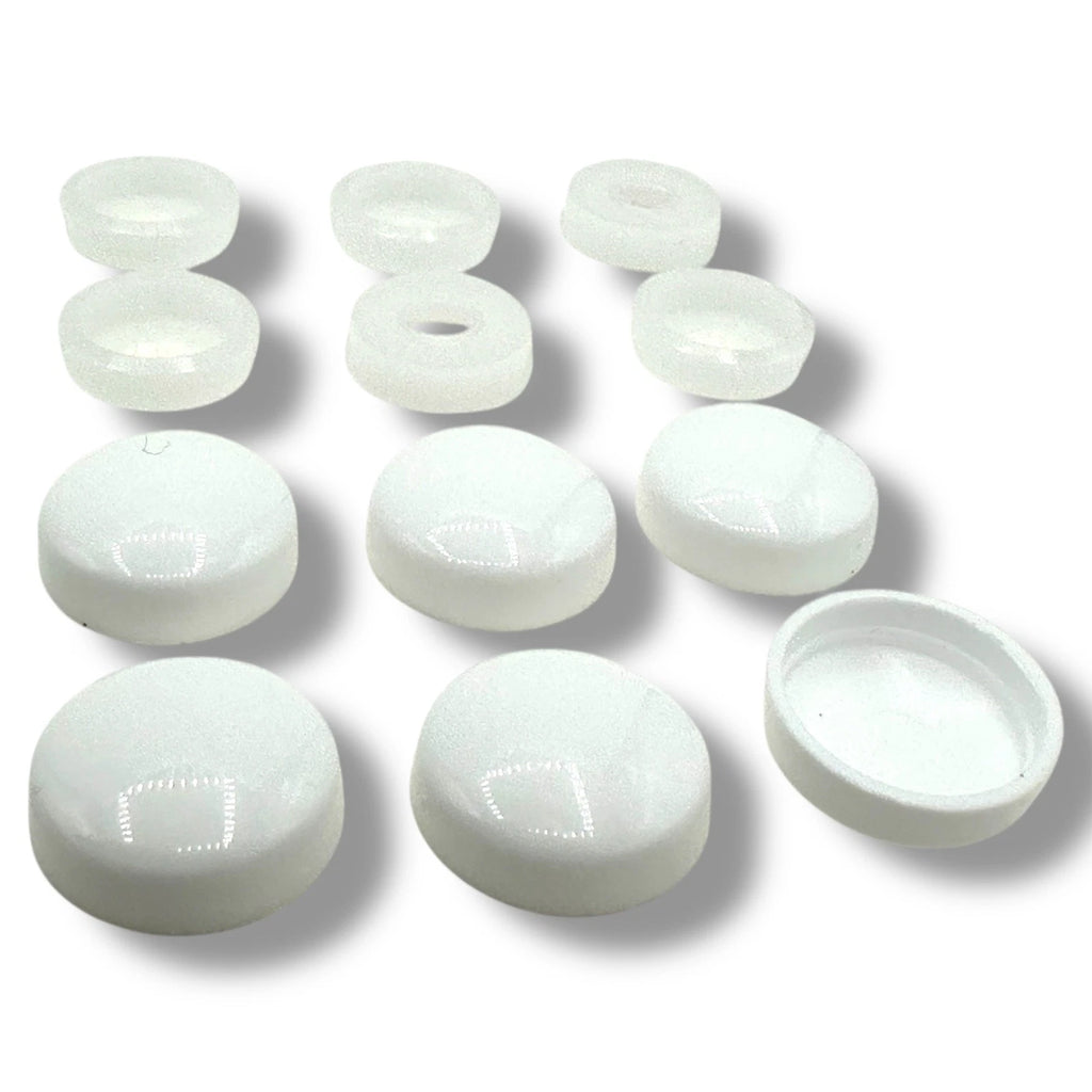 Number Plate Fixings 6pcs Large White 10/12g Gloss Screw Cover Cap Car Van – product image 1
