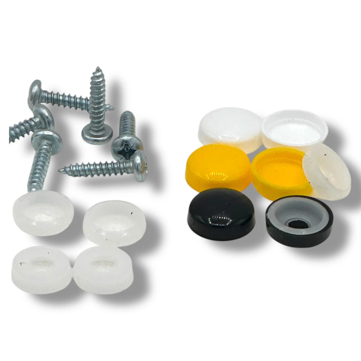 Number Plate Cap Screws 6pcs Fixings Gloss Screw Cover Black White Yellow – product image 2