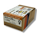 ForgeFix Yellow Zinc Pozi Wood Screws – 3.0 × 25mm – size and packaging