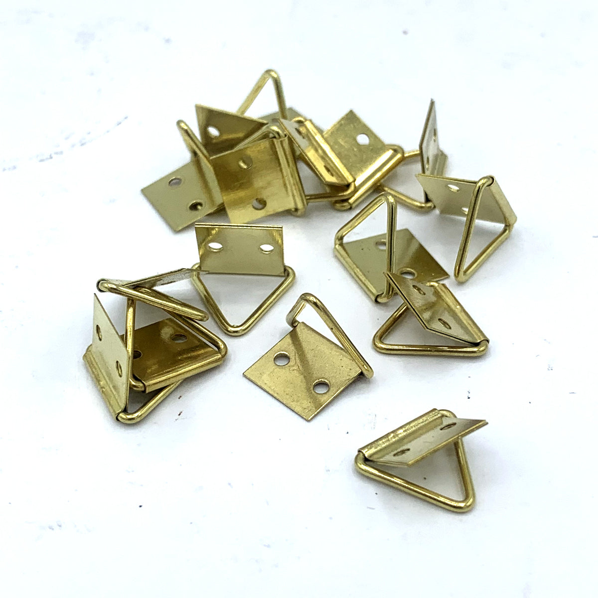 Brass Triangle Picture Frame Hangers – 10mm, Pack of 15