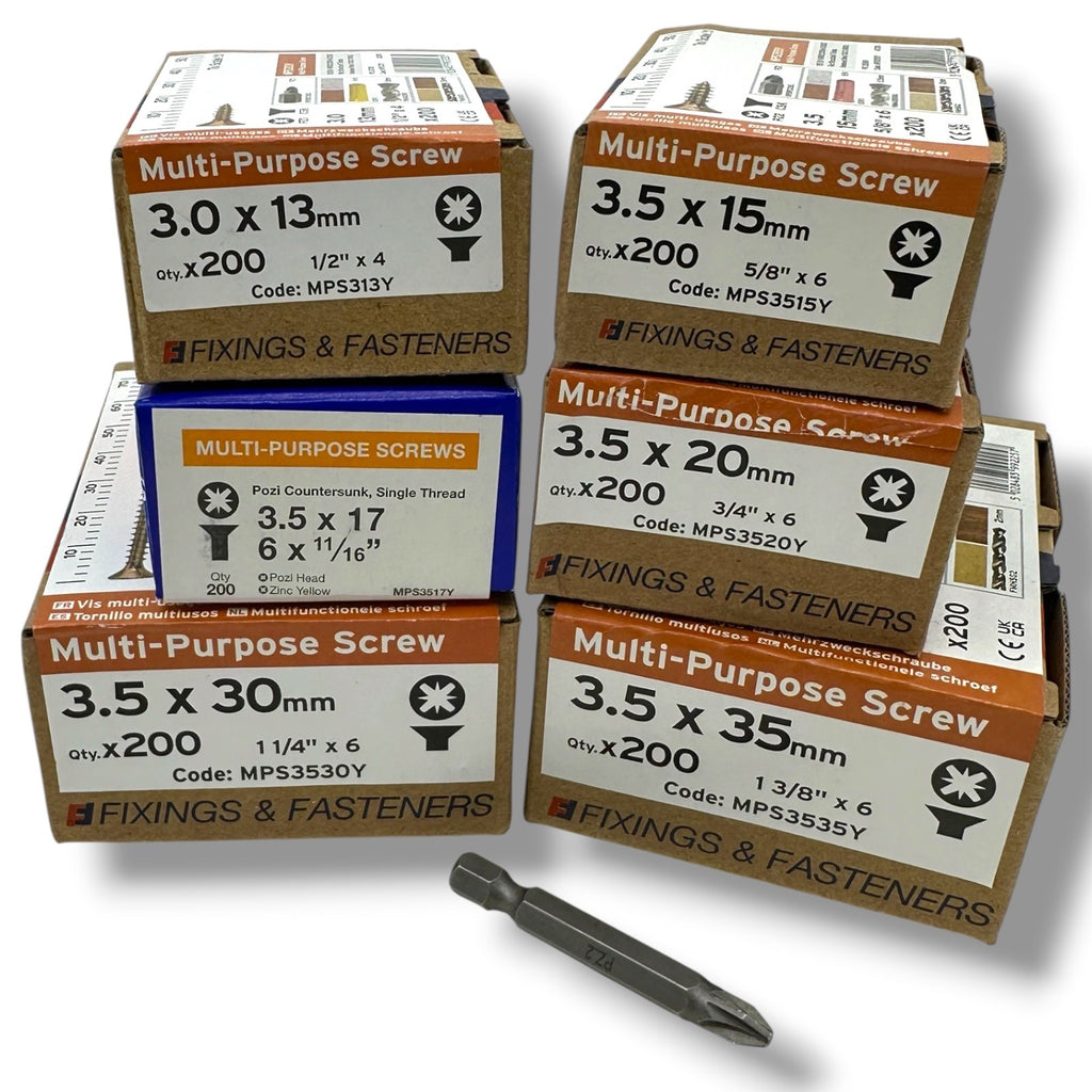 ForgeFix Yellow Zinc Wood Screw Assortment – 1,200 Pieces – assorted screw boxes