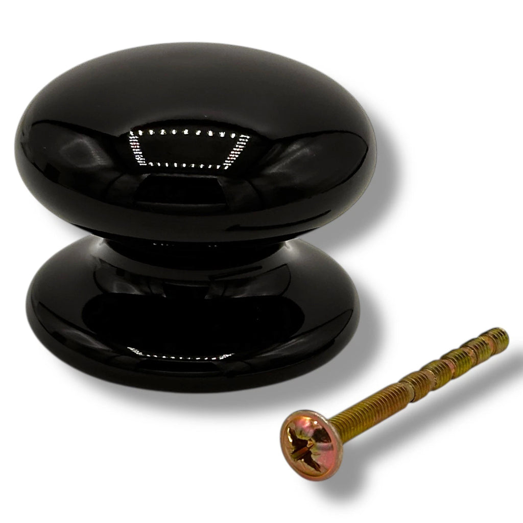 BLACK CERAMIC KNOBS 50mm DOOR 1-32 PACK Kitchen/Bedroom Drawer Pull Handles – product image 1