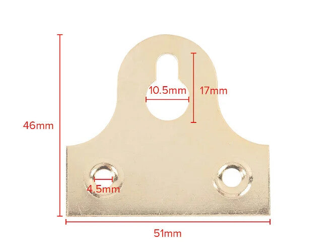 Brass-Plated Slotted Mirror Plates – 19–50mm – dimensions and measurements