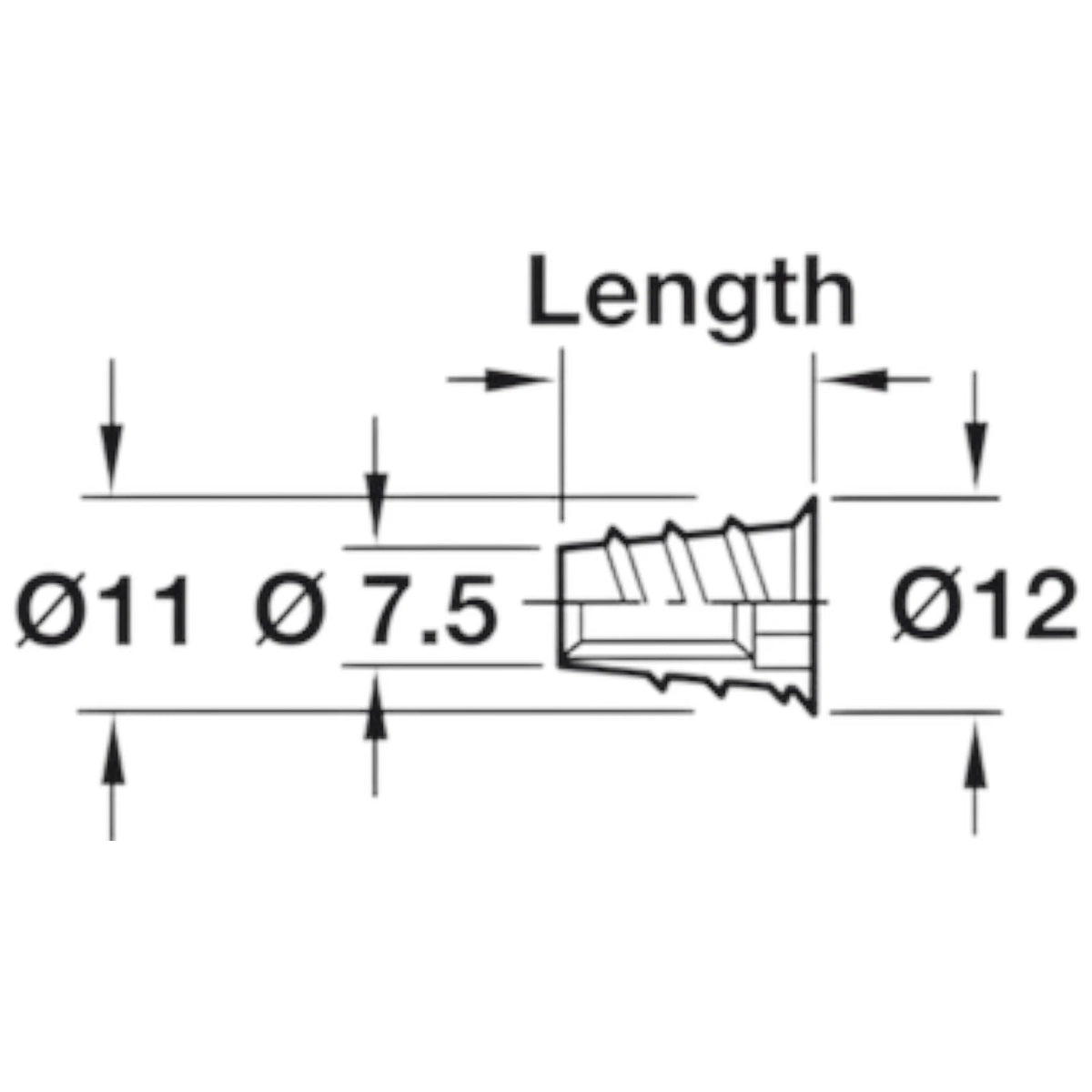 Screw-In Sleeve M6 × 13mm Internal Thread for Ø 7.5mm Hole pack of 10 Nut Set – product image 3