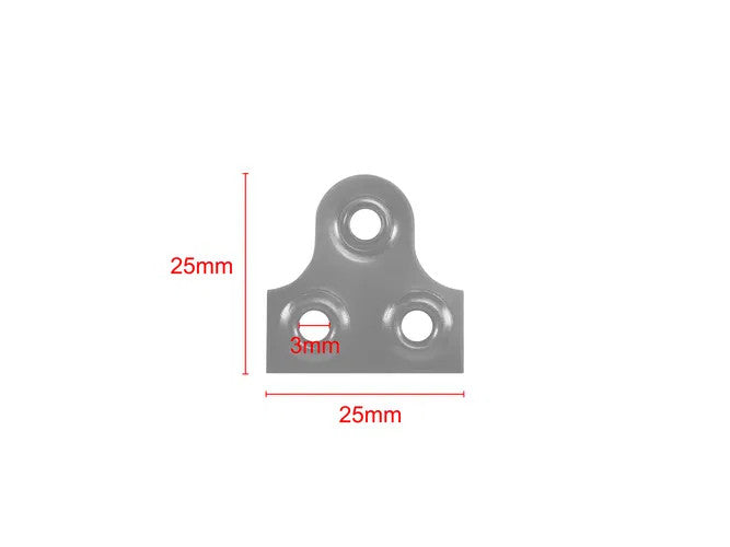 Black 3-Hole Mirror Plates – 25mm, Pack of 10 – dimensions and measurements