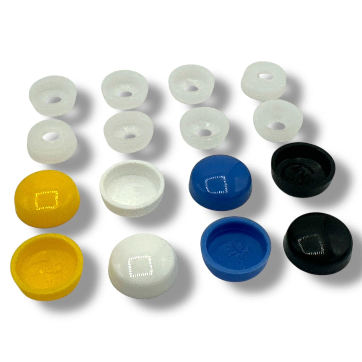 Number Plate Fixings 8pcs Gloss Screw Cover Cap Blue White Yellow Caps & Bases – product image 1