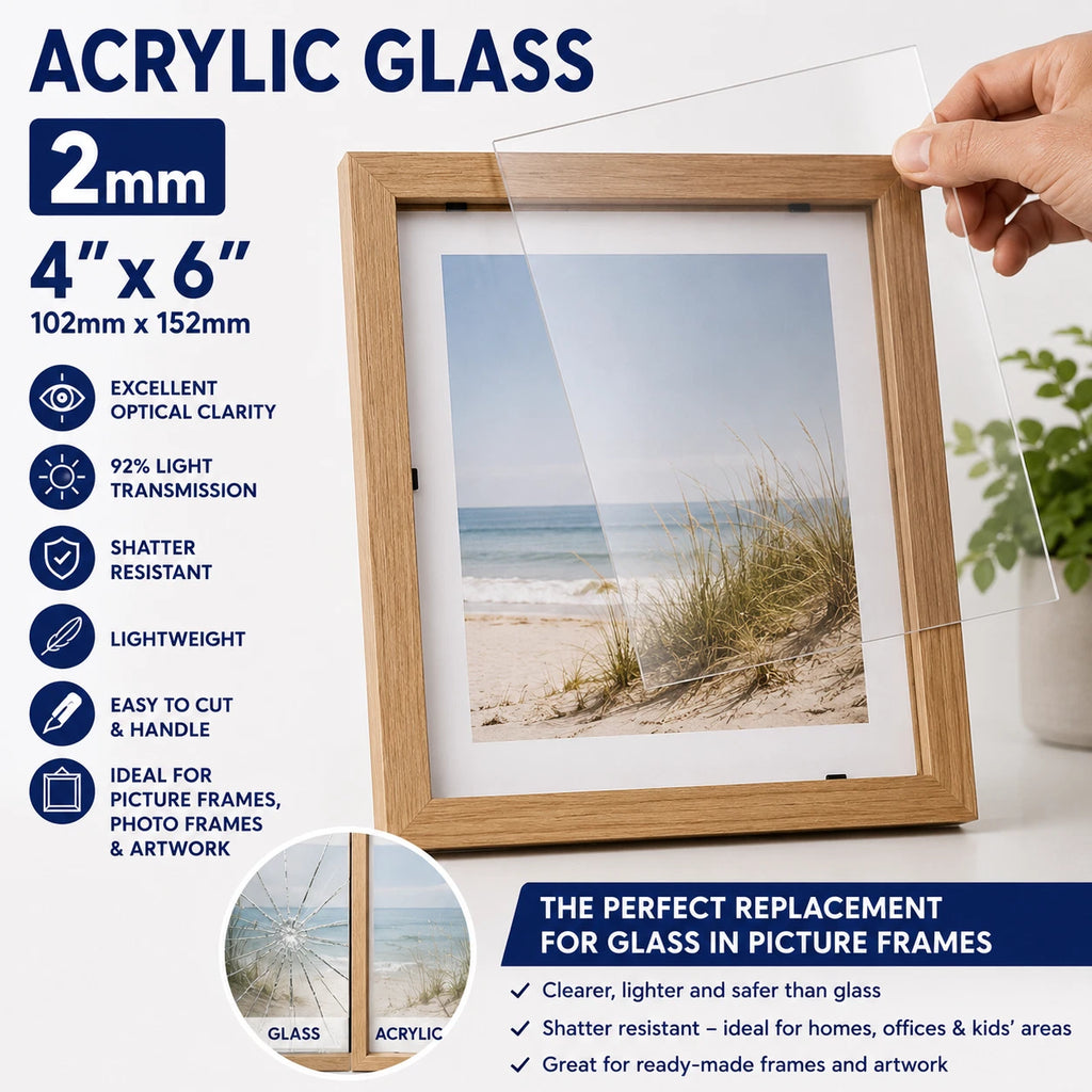 Clear 2mm Replacement Acrylic Glass – 4 × 6" (102 × 152mm) - image 4