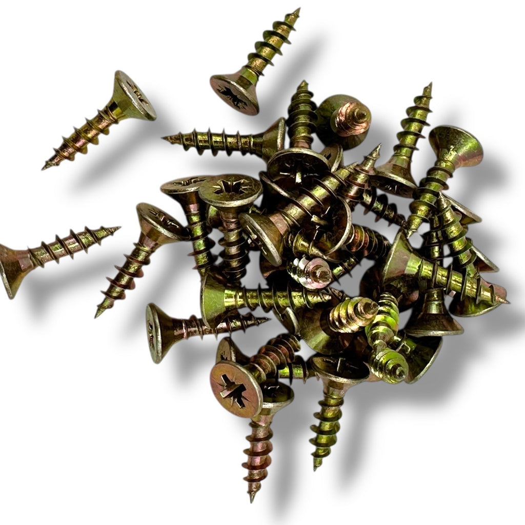 ForgeFix Yellow Zinc Wood Screw Assortment – 1,900 Pieces – mixed screw selection