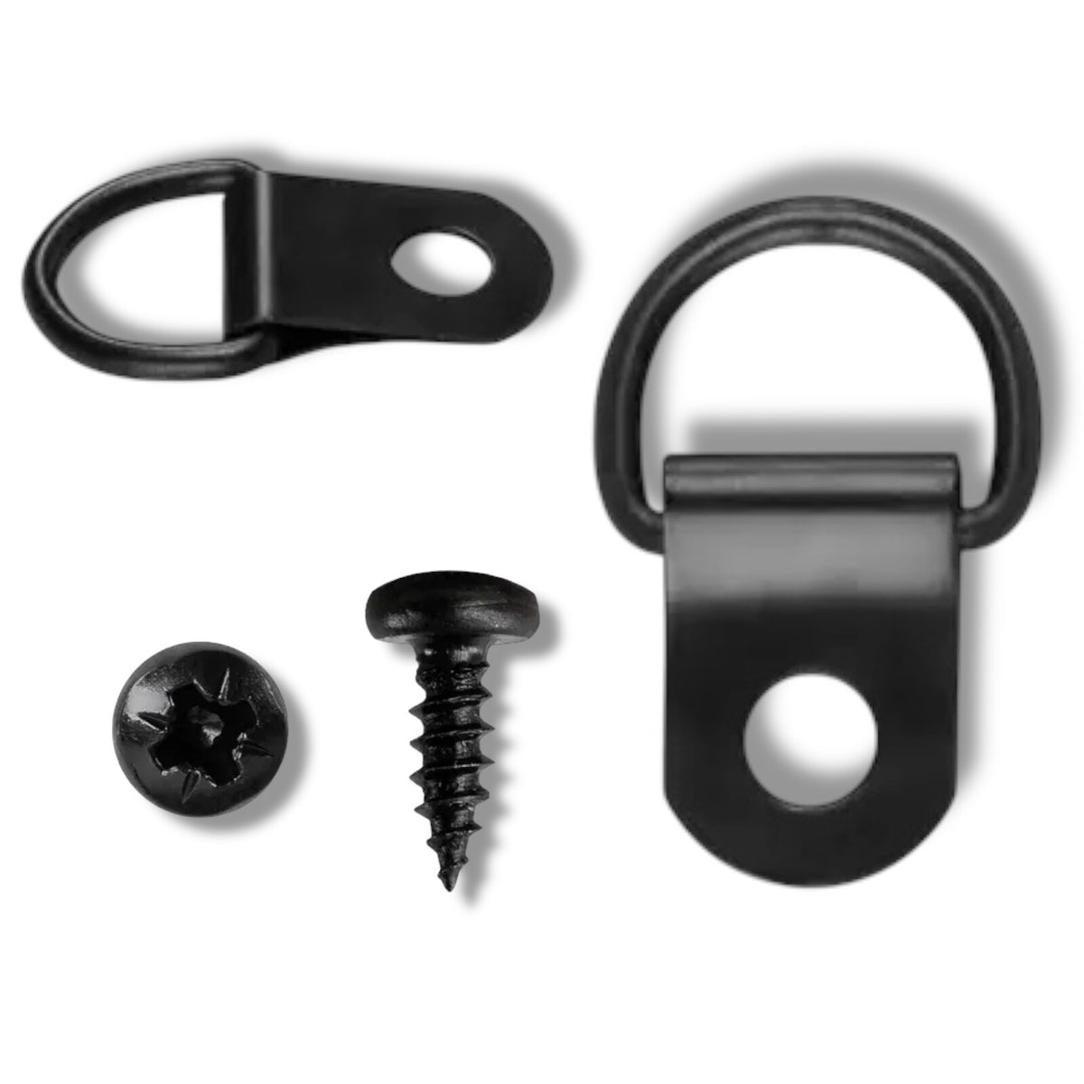 Small Black 1-Hole D-Ring Hangers – Screws Optional
