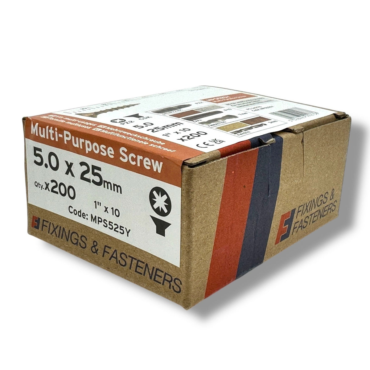 ForgeFix Yellow Zinc Pozi Wood Screws – 5.0mm, Multiple Lengths – packaging example