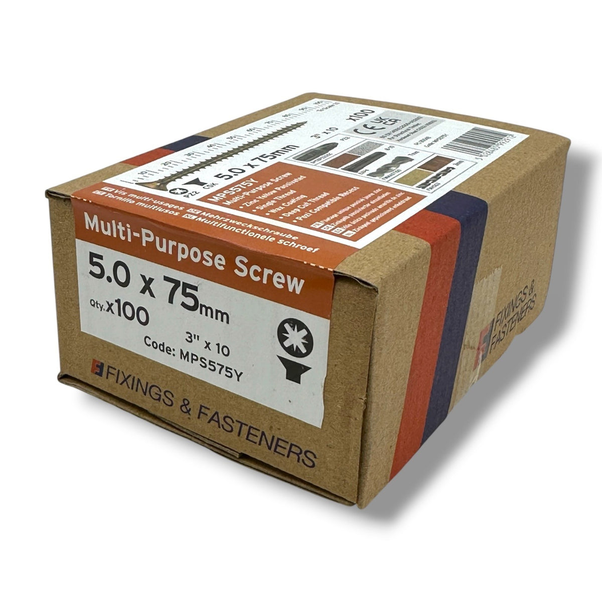 ForgeFix Yellow Zinc Pozi Wood Screws – 5.0 × 75mm – size and packaging