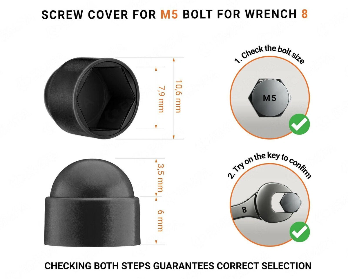 Dome Nut Cap Bolt M5 Grey Plastic Safety Cover Protection Caps Covers Hex – product image 3