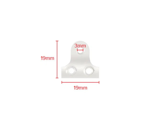 Nickel-Plated 3-Hole Mirror Plates – 19mm, Pack of 10 – dimensions and measurements
