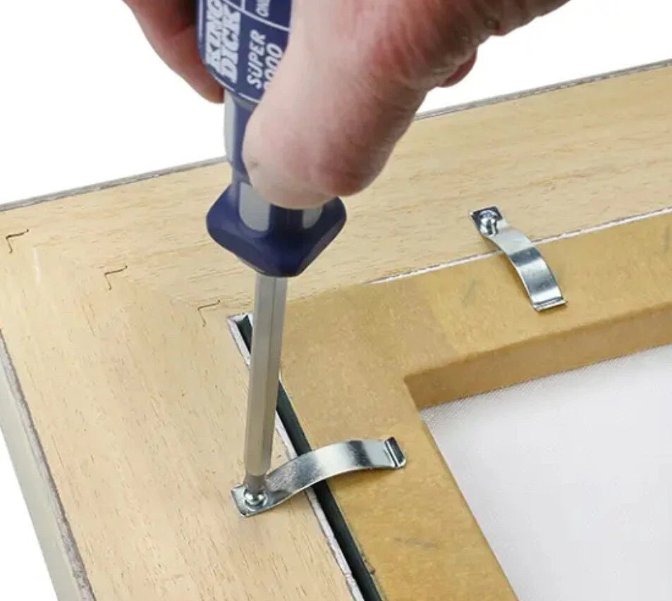Spring Clips & Screws 10 × Large - Holds Back Or Canvas Into Picture Frame – product image 2