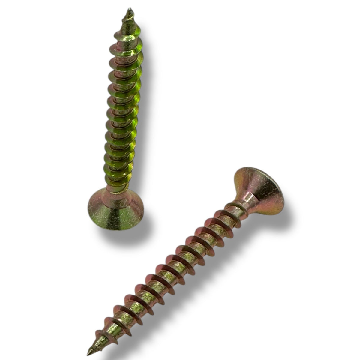 ForgeFix Yellow Zinc Pozi Wood Screws – 4.5mm, Multiple Lengths – countersunk heads