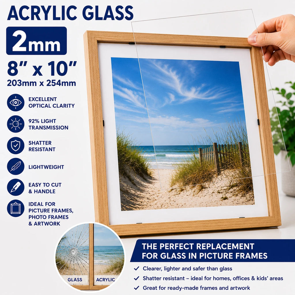 Clear 2mm Replacement Acrylic Glass – 8 × 10" (203 × 254mm) - image 2