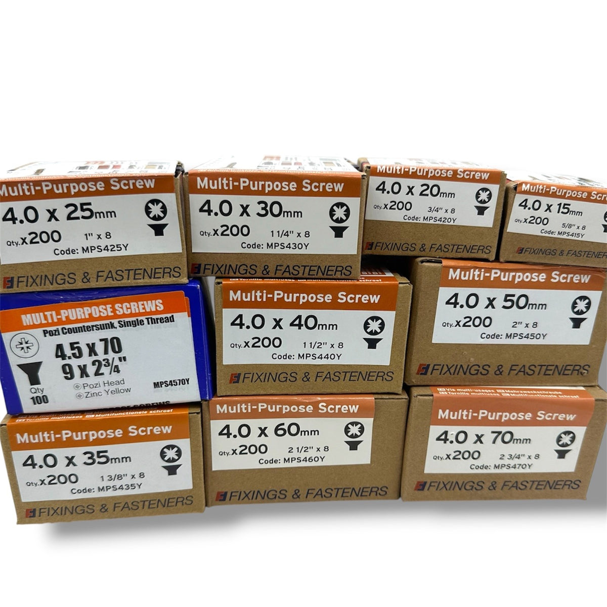 ForgeFix Yellow Zinc Wood Screw Assortment – 1,900 Pieces – assortment pack overview
