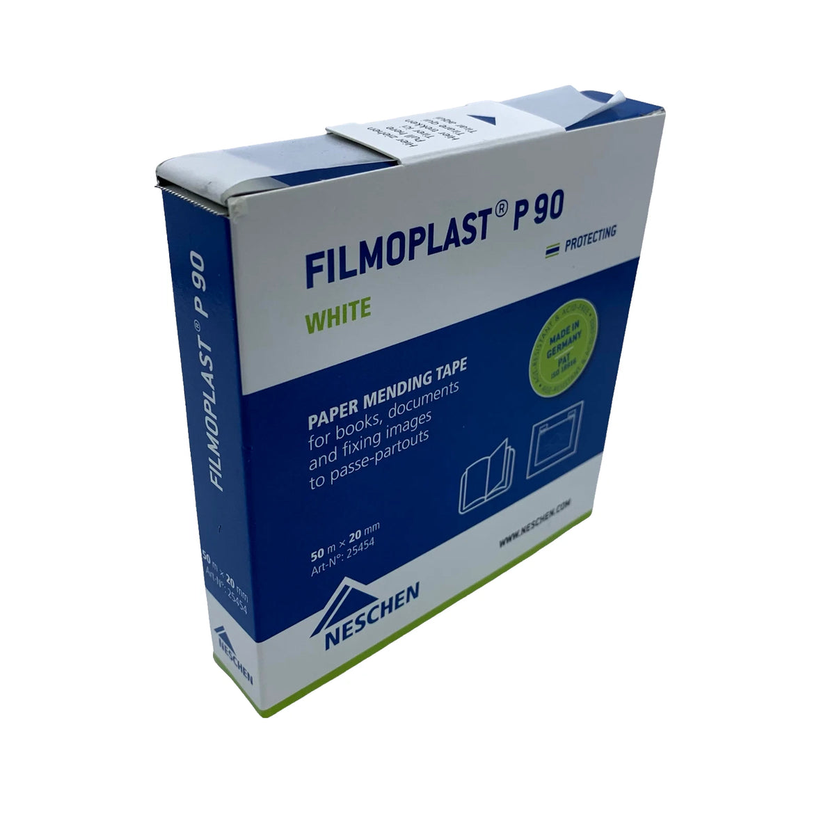 Filmoplast P90 Self Adhesive 50gsm Paper Tape 20mm × 50m Roll Framing White Books – product image 1