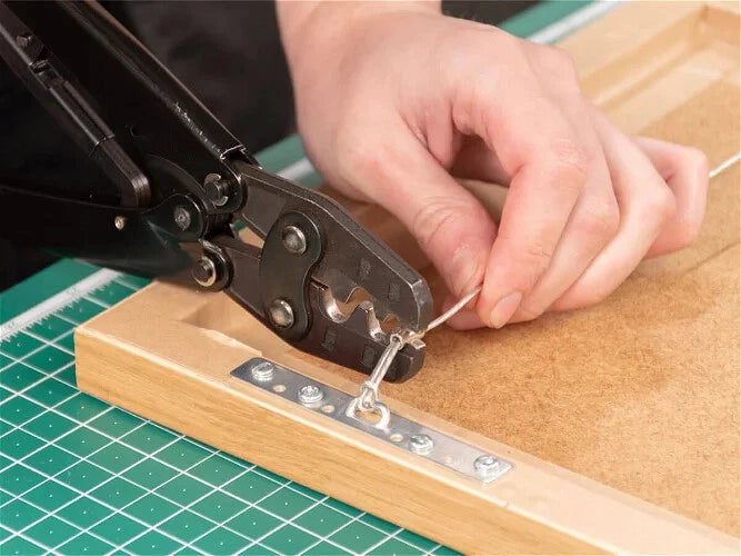 Picture Crimping Ferrules Brass 2.5mm for Frame Hanging Wire tie off end Crimper – product image 4