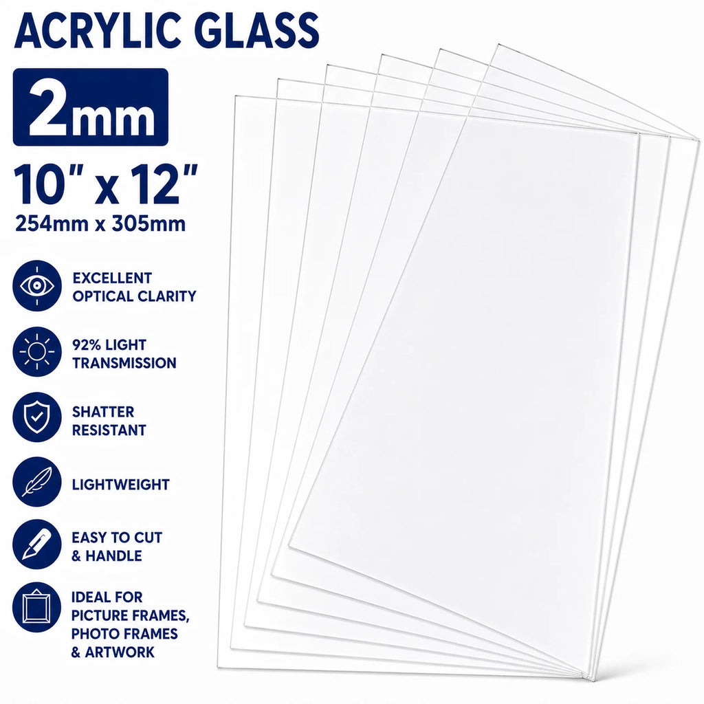 Clear 2mm Replacement Acrylic Glass – 10 × 12" (254 × 305mm) - image 3