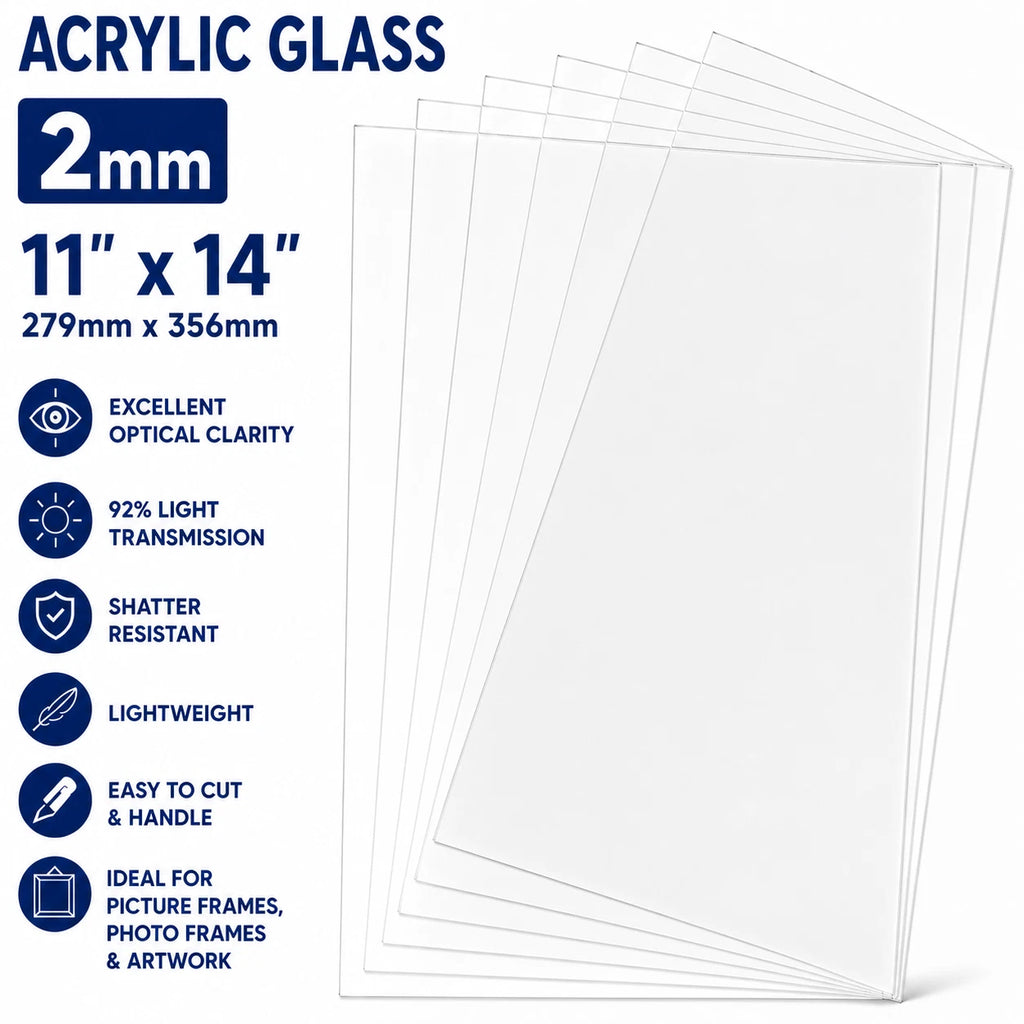 Clear 2mm Replacement Acrylic Glass – 11 × 14" (279 × 356mm) - image 3