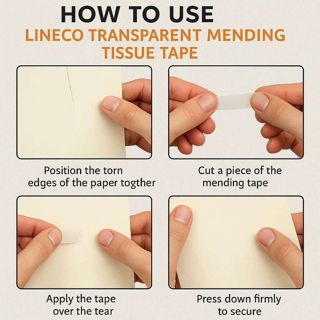Mending Tissue Tape Lineco Transparent TWIN PACK (15m × 13mm) Paper Repairs – product image 7