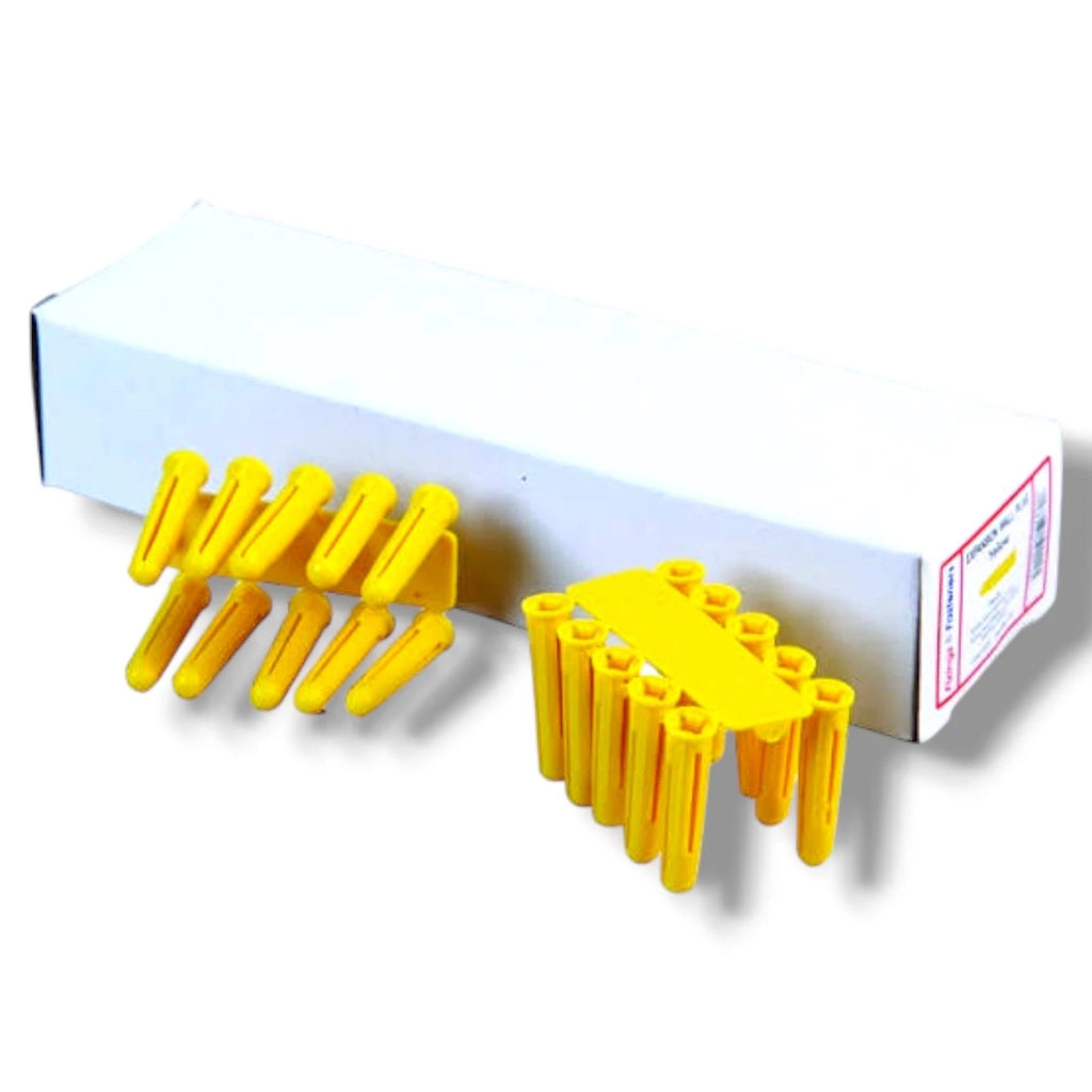 Yellow Wall Plugs 5mm Drill Plastic Expansion Raw Plugs No 4 6 Screws Masonry – product image 3