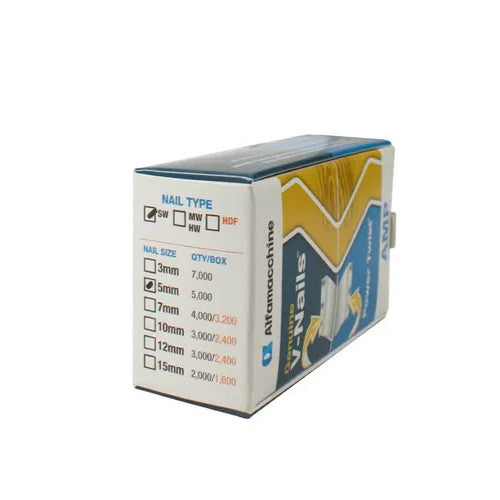 Alfamacchine Soft/Normal-Wood V-Nails – 5mm, Box of 5,000 – 5mm V-nail product detail