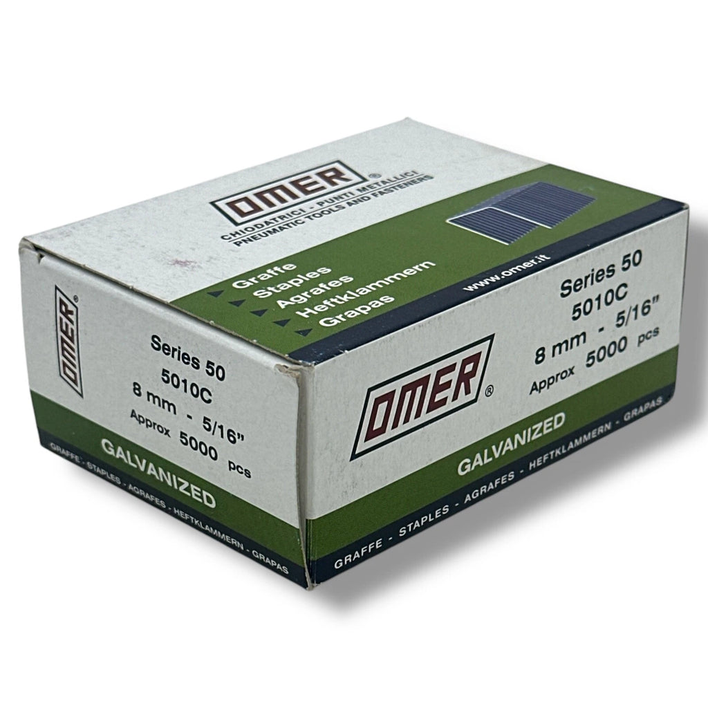 Omer Staples 50 Series 8mm 5/16" Galvanised 5000 20 Gauge Staples Frames Canvas – product image 1