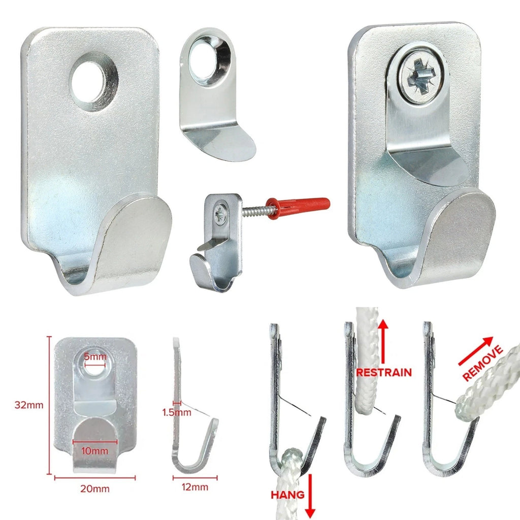 Heavy Duty Steel Safety Picture Frame Mirror Canvas Hooks 15kg Screws & Plugs – product image 1