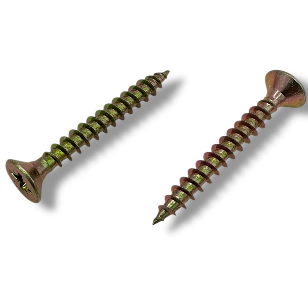 ForgeFix Yellow Zinc Pozi Wood Screws – 4.5mm, Multiple Lengths – yellow zinc screws