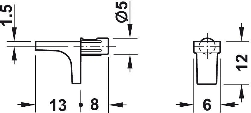 Cabinet Shelf Support Häfele K Line 5mm Pegs Nickel Zinc Alloy Pins Kitchen DIY – product image 6