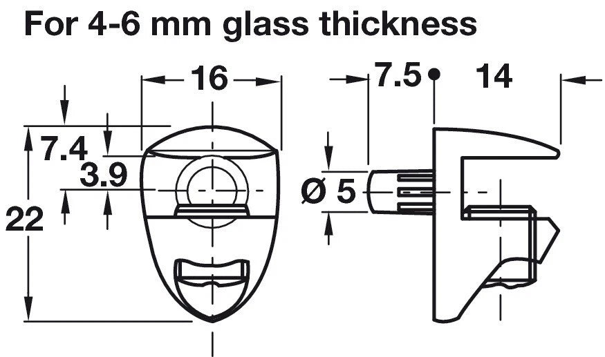 Glass Shelf Support Plug 4-6mm Glass Thickness Nickel Plated Furniture Shelfs – product image 5