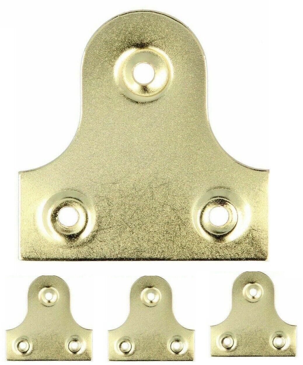 Brass-Plated Flat Picture & Mirror Hanger Plates – 46mm, Pack of 4