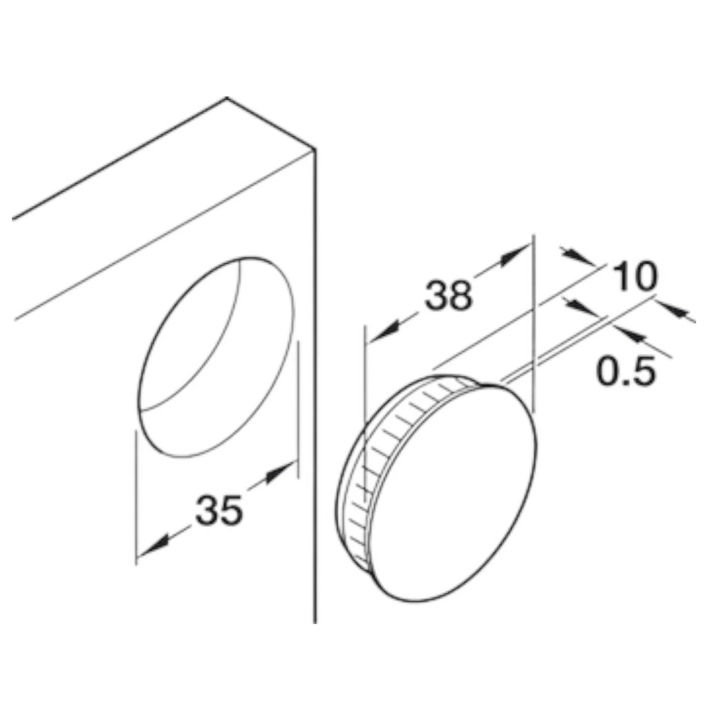 Cover Cap White 35mm Hinge Hole Blanking Bung Kitchen Bedroom Cabinet Door – product image 4