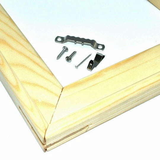 Canvas Stretcher Frame Kits – 19 × 35mm Bars & Hanging Kit – canvas stretcher bars with hanging kit and wedges