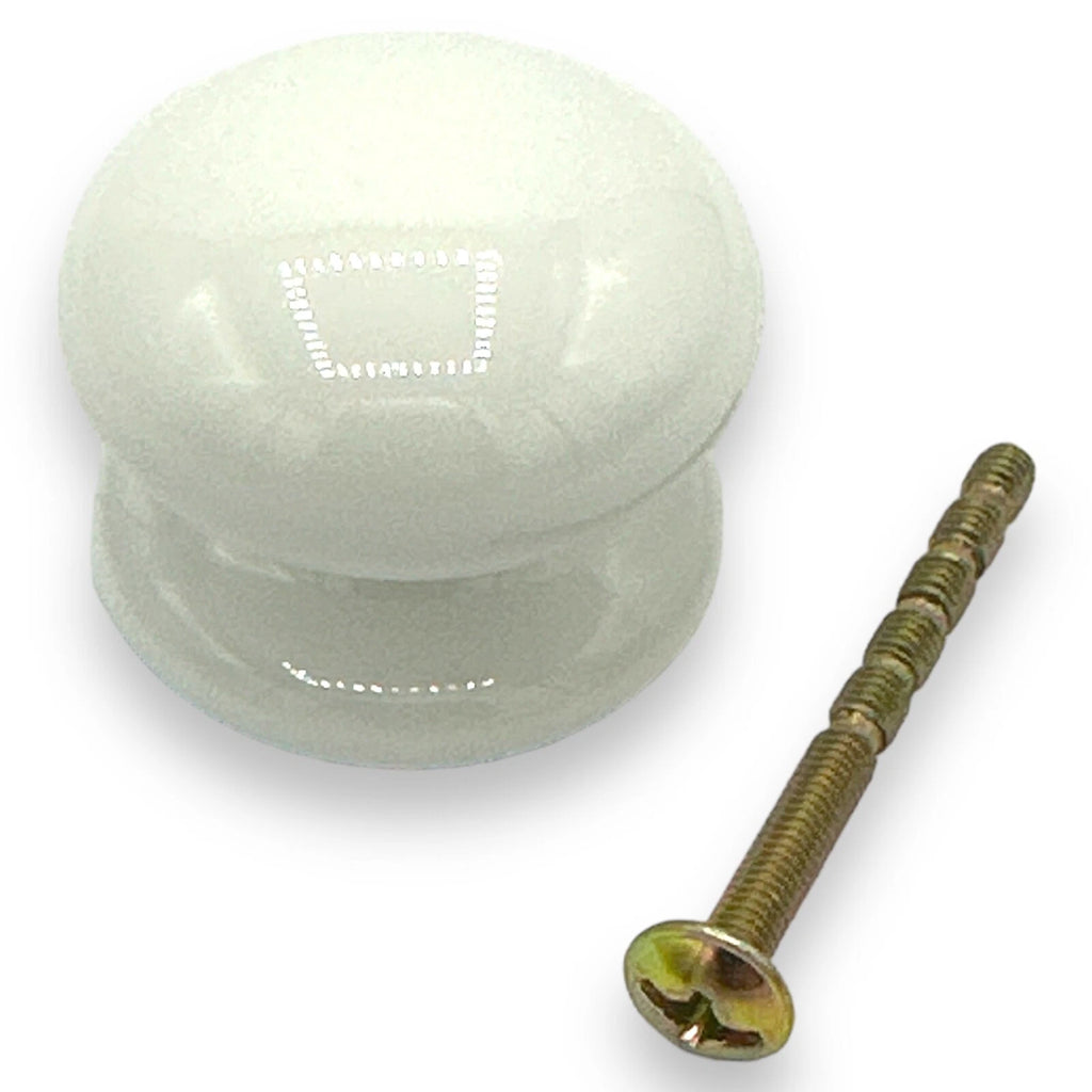 WHITE DOOR KNOBS CERAMIC 38mm 1-32 PACK Kitchen/Bedroom Drawer Pull Handles – product image 1