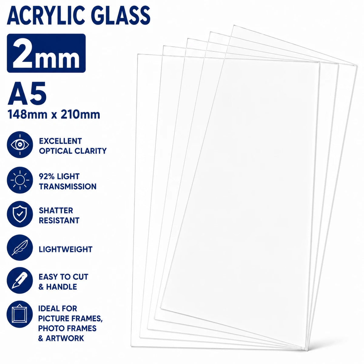 Clear 2mm Replacement Acrylic Glass – A5 (148 × 210mm) - image 3