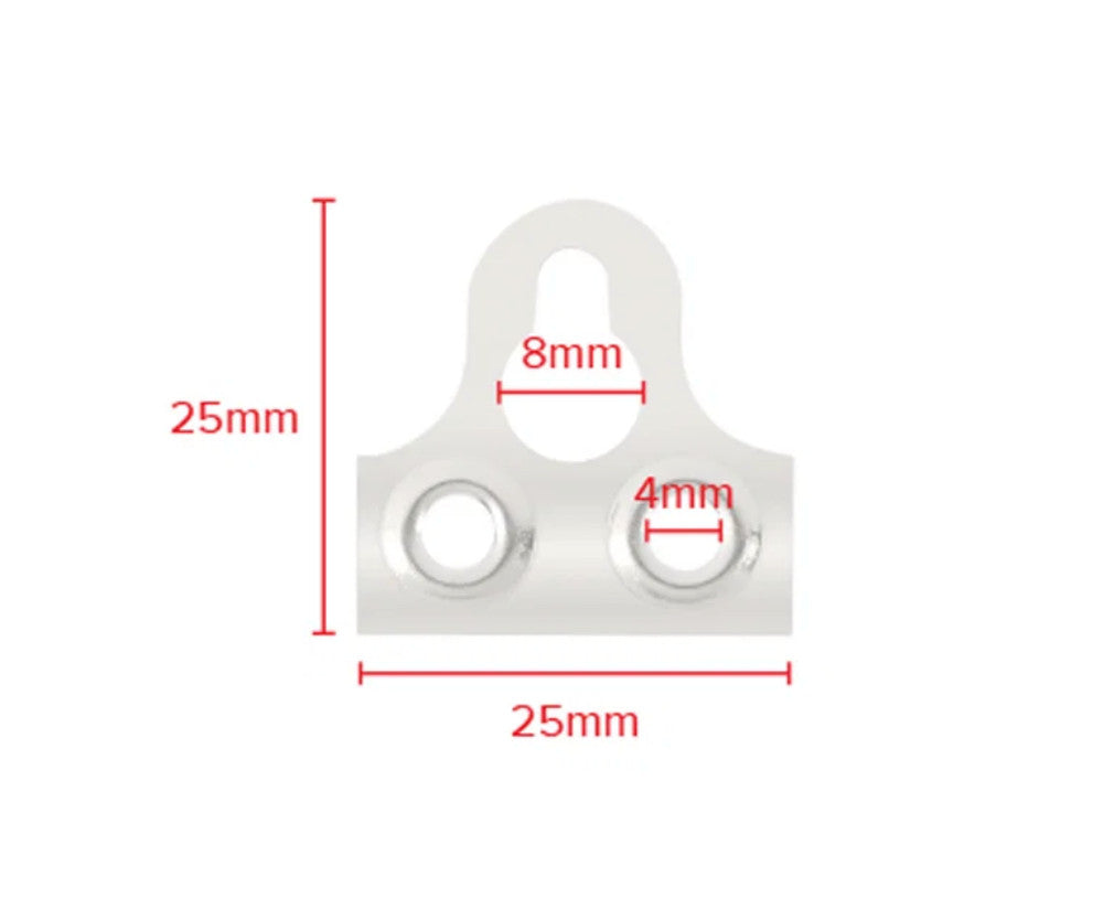 Nickel-Plated Slotted Mirror Plates – 19–50mm – dimensions and measurements