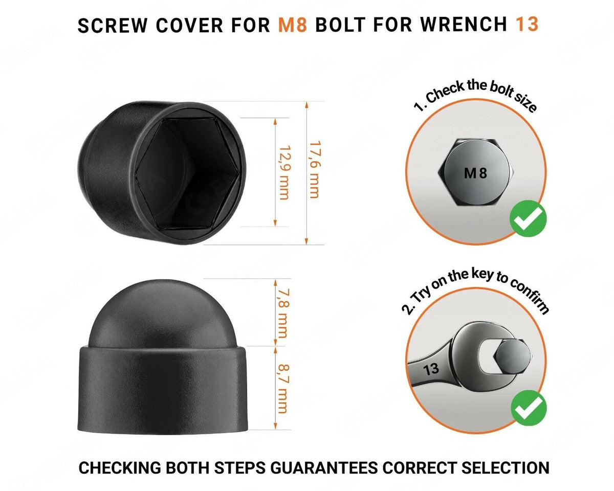 Dome Nut Cap Bolt M8 White Plastic Safety Cover Protection Caps Covers Hex – product image 2