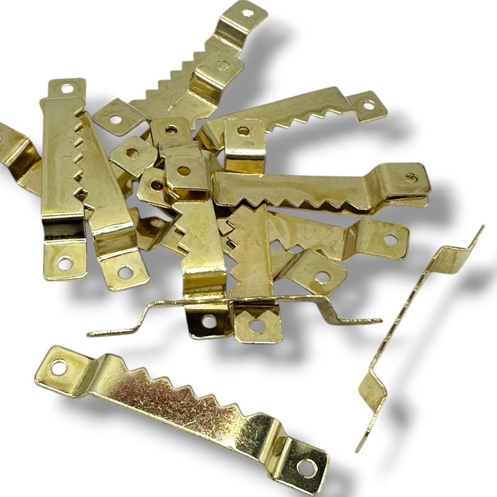 Sawtooth Picture Hangers 63mm with Screws for Canvas Frames Wall Hanging Brass – product image 1