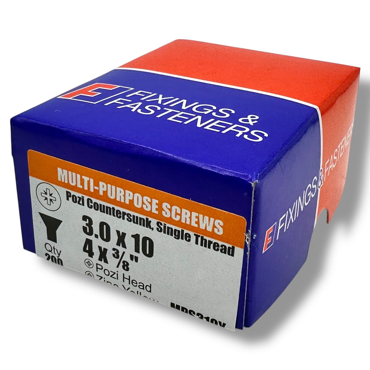ForgeFix Yellow Zinc Pozi Wood Screws – 3.0mm, Multiple Lengths – packaging example